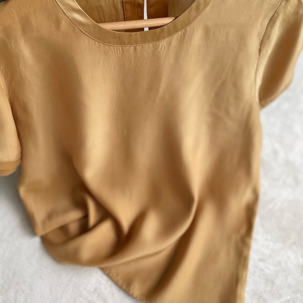 Silk camel color silk blouse size M.